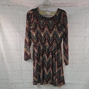 GB Girls Orange and Brown Long Sleeve Sundress